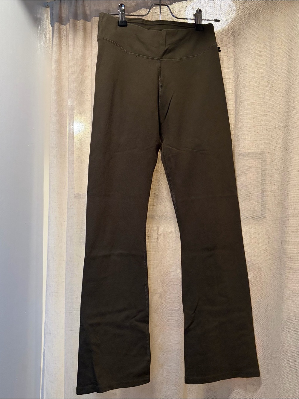 Pact Olive Green Flare Crop Cotton Blend Leggings XS